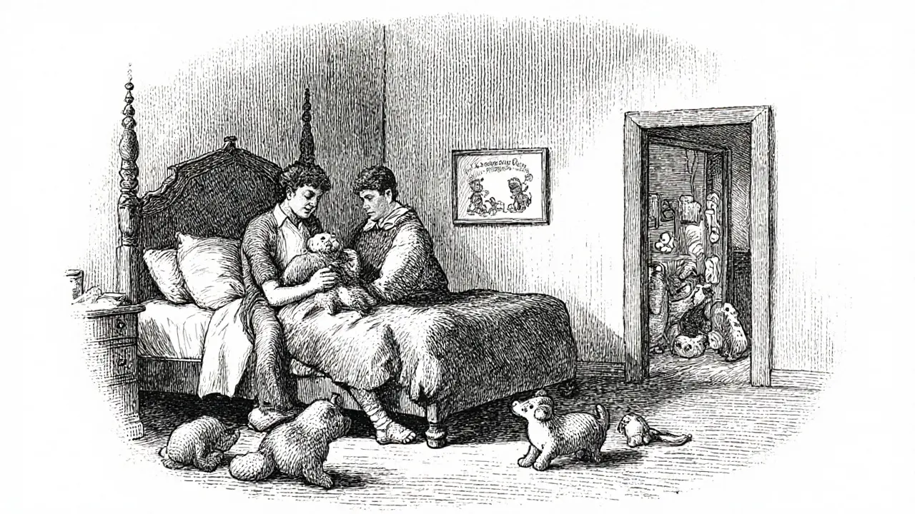 Po první schůzce rodič s dítětem v klidu probírají pocity v pokoji plném hraček.