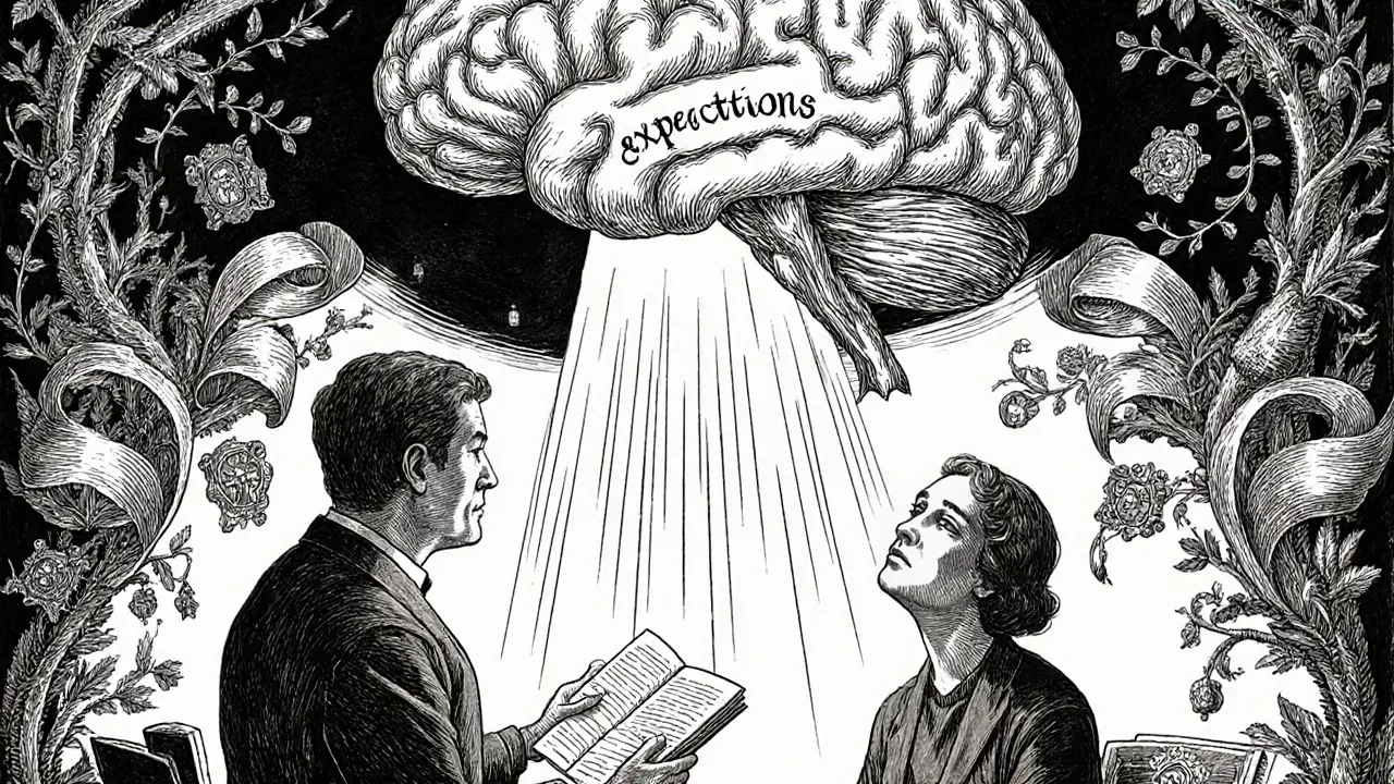 Mozek osvětlený paprsky očekávání během terapie.