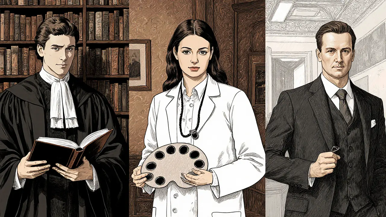 Tři profese – psycholog s knihou, psychoterapeut s paletou, kouč s píšťalkou.