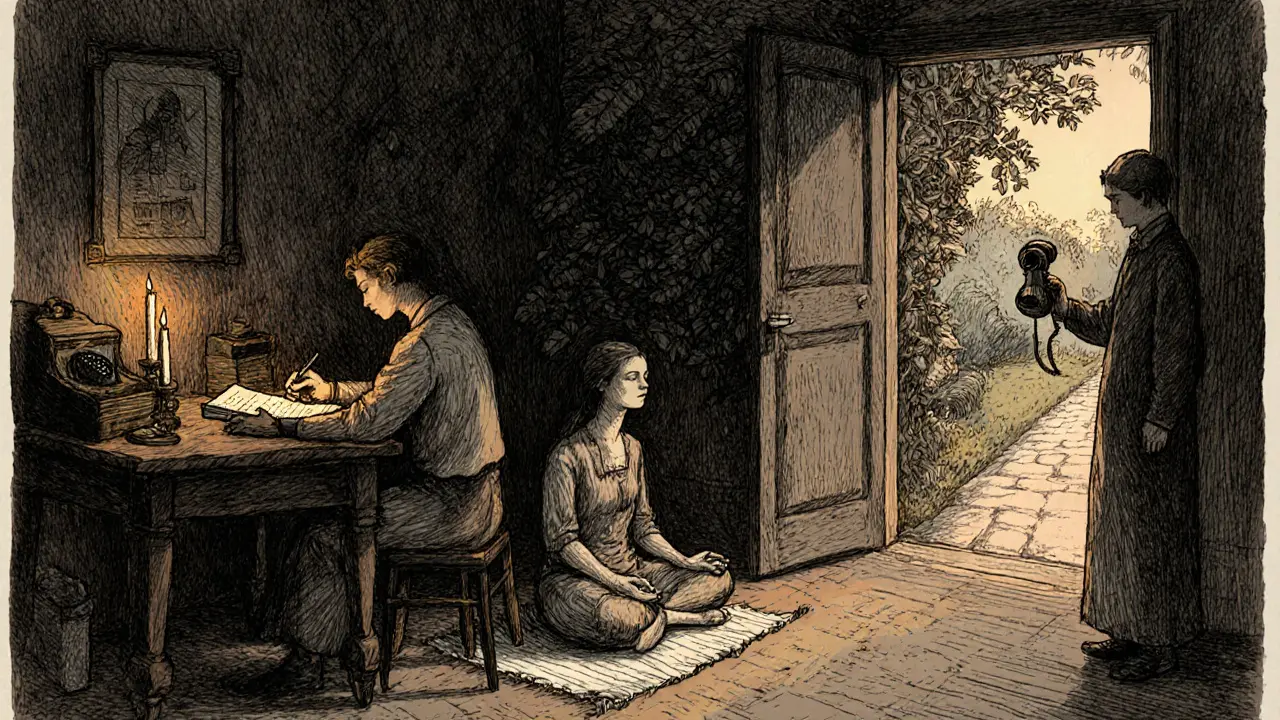 Večer zapisuje úzkostní deník, medituje a volá blízkého.