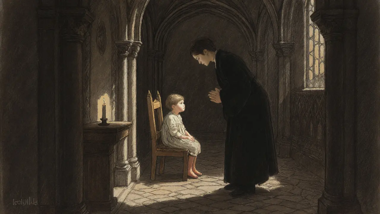 Rodič dává dítěti příkaz, dítě sedí na časové pauze v tichém prostředí.