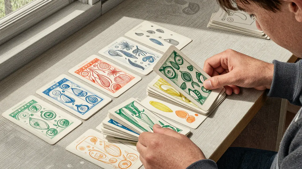 Dítě třídí úkoly pomocí barevných značek.