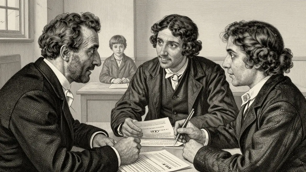 Učitel, rodič a poradce PPP spolupracují na vzdělávacím plánu.