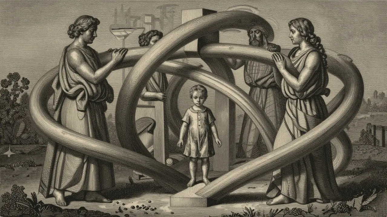 Konceptuální zobrazení rodinné dynamiky jako komplexní struktury.