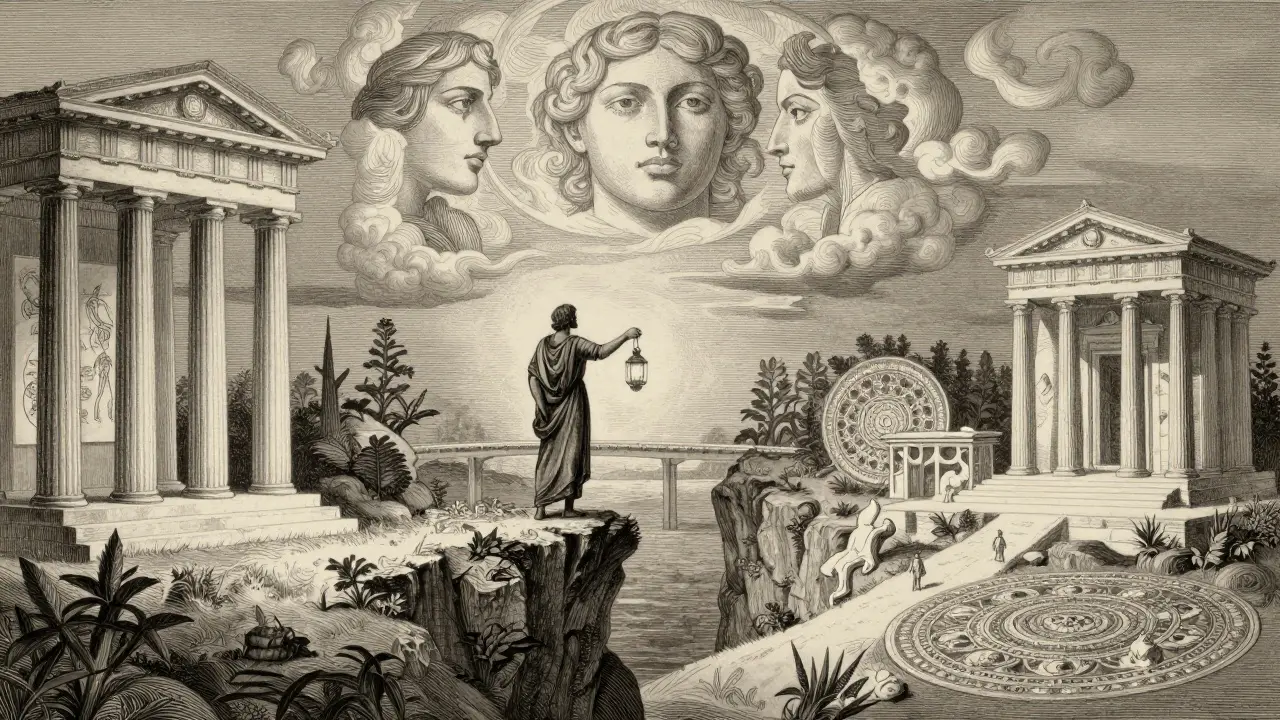 Most mezi vědou a duchovností, ilustrace ve stylu G. Doré