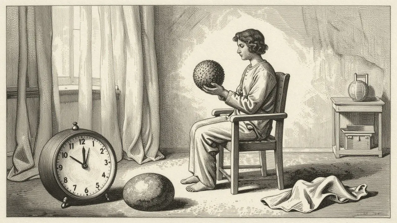 Ilustrace v stylu Gustava Dorého s osobou používající senzorickou pomůcku